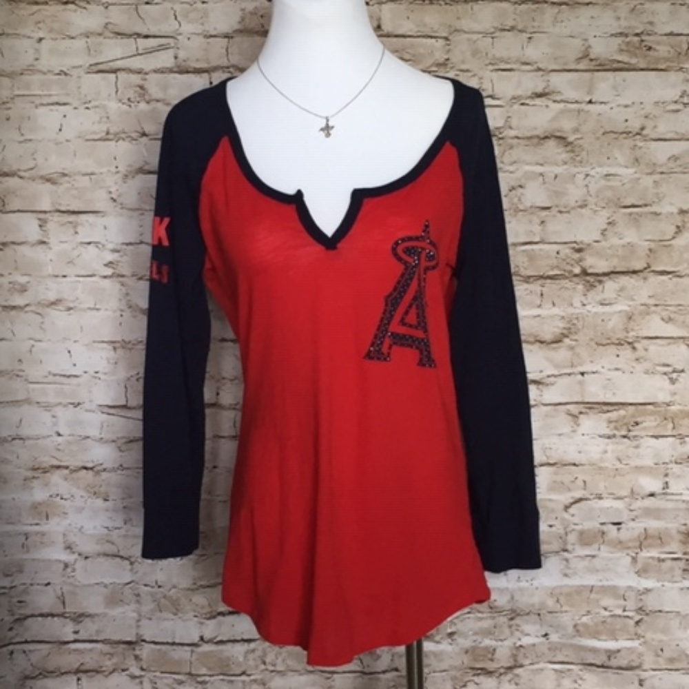 2/$20 VS PINK red/navy raglan 3/4 sleeve